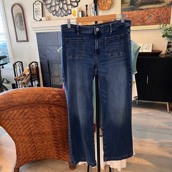 J Jill Jeans Womens Size 12P Medium Wash Wide Leg Patch Pockets Cotton Blend - Picture 16 of 16